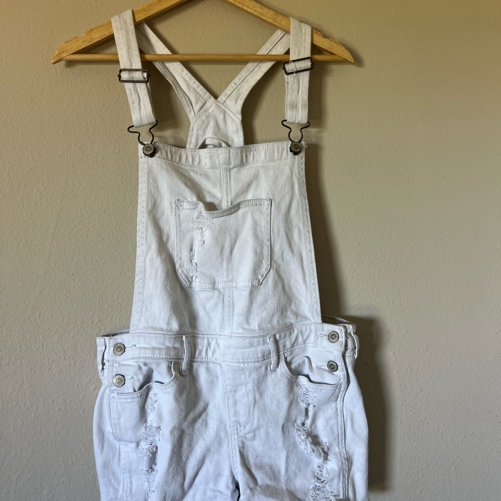 Hollister White Denim Overalls